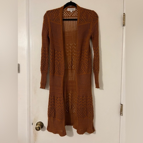 Chelsea and Theadore long crocheted sweater size XS (SW102) - Picture 1 of 5